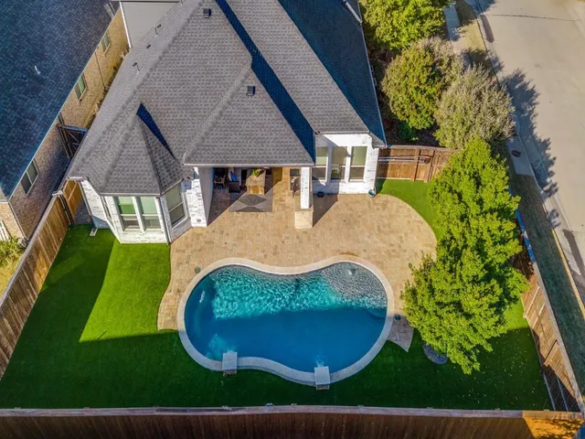 an aerial view of a house