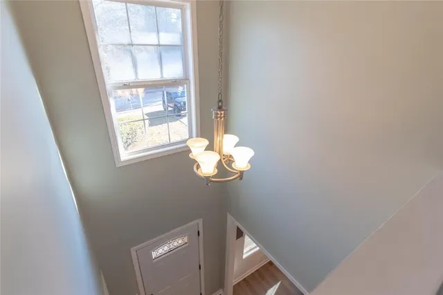 a view of entryway with wooden floor