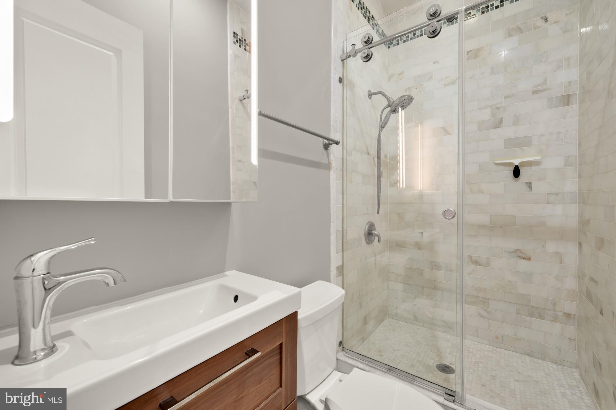 3529 14th Street Northwest, Unit 1 Washington, DC 20010 - Photo 9 of 14 a bathroom with a sink and a shower