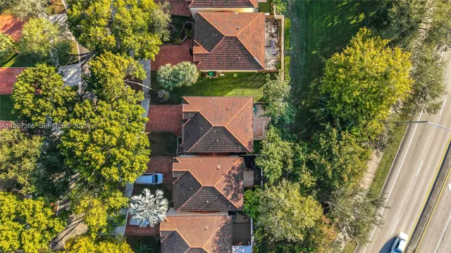 an aerial view of a house