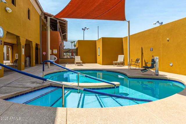 a front view of a building with street view