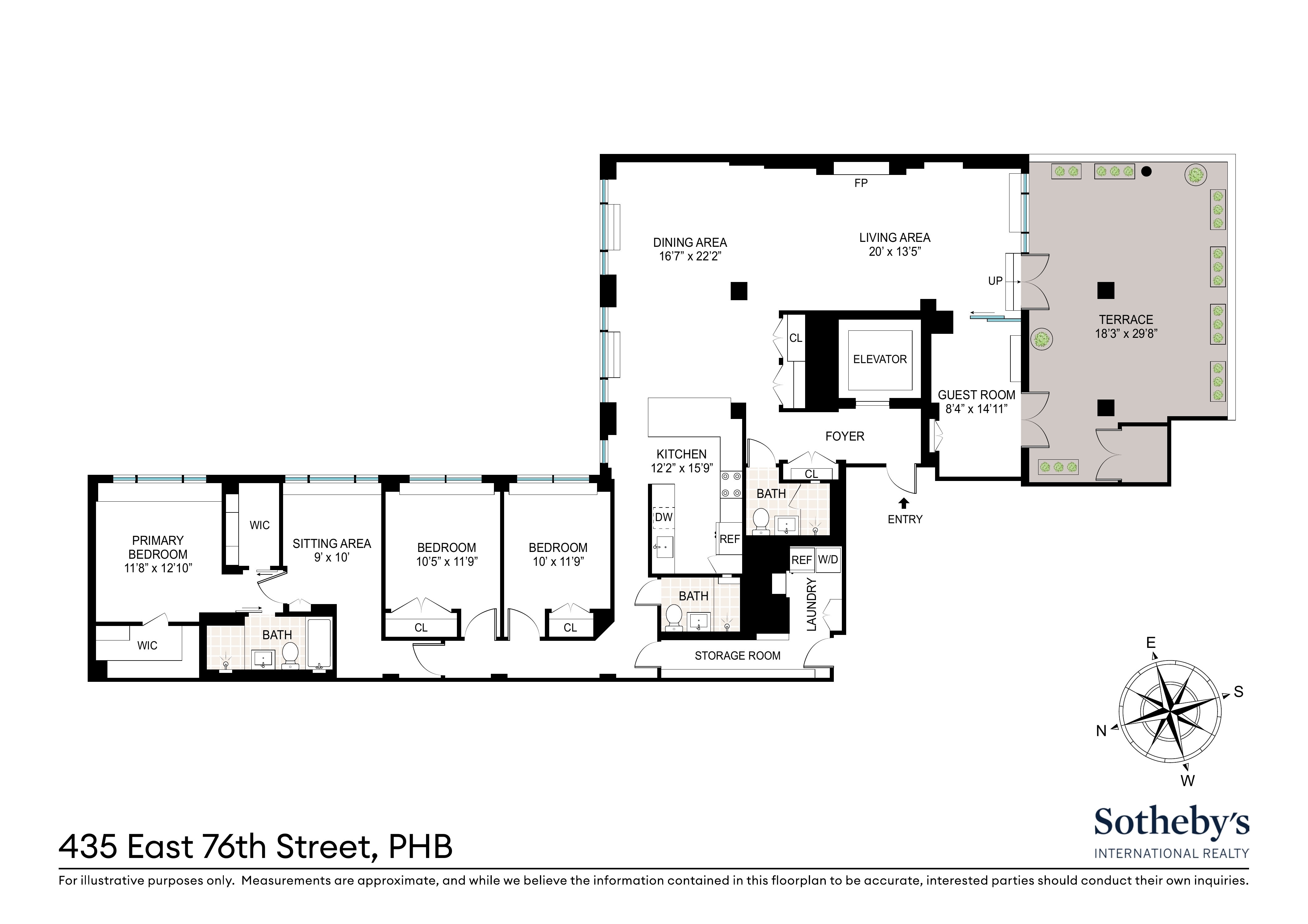 435 East 76th Street, Unit PHB Manhattan, NY 10021 - Photo 28 of 28 a picture of a floor plan