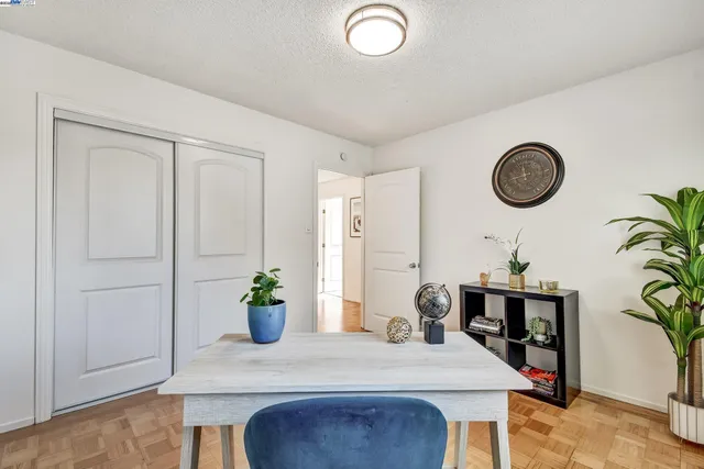 a view of a dining area with furniture