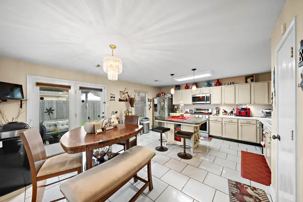 a kitchen with lots of counter top space