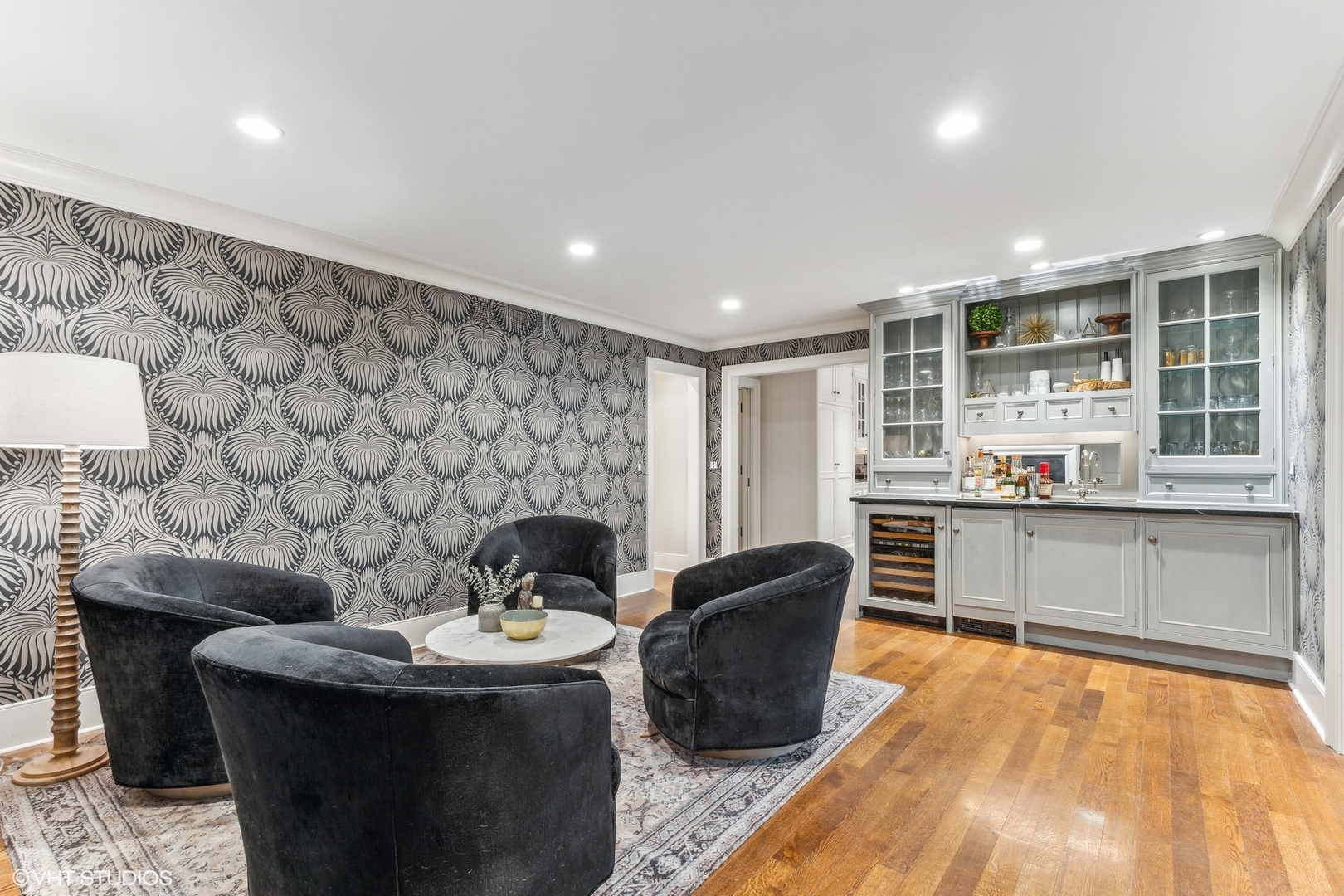 511 Cambridge Lane Lake Bluff, IL 60044 - Photo 12 of 58 a kitchen with a sink and a stove with wooden cabinets