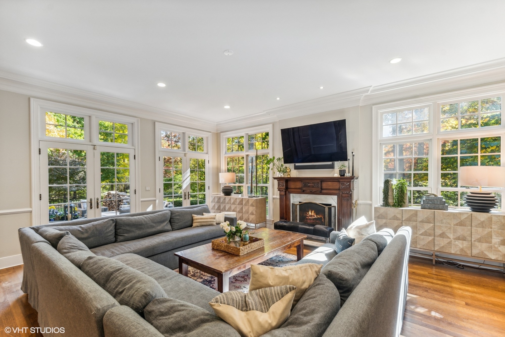 511 Cambridge Lane Lake Bluff, IL 60044 - Photo 17 of 58 a living room with fireplace furniture and a flat screen tv