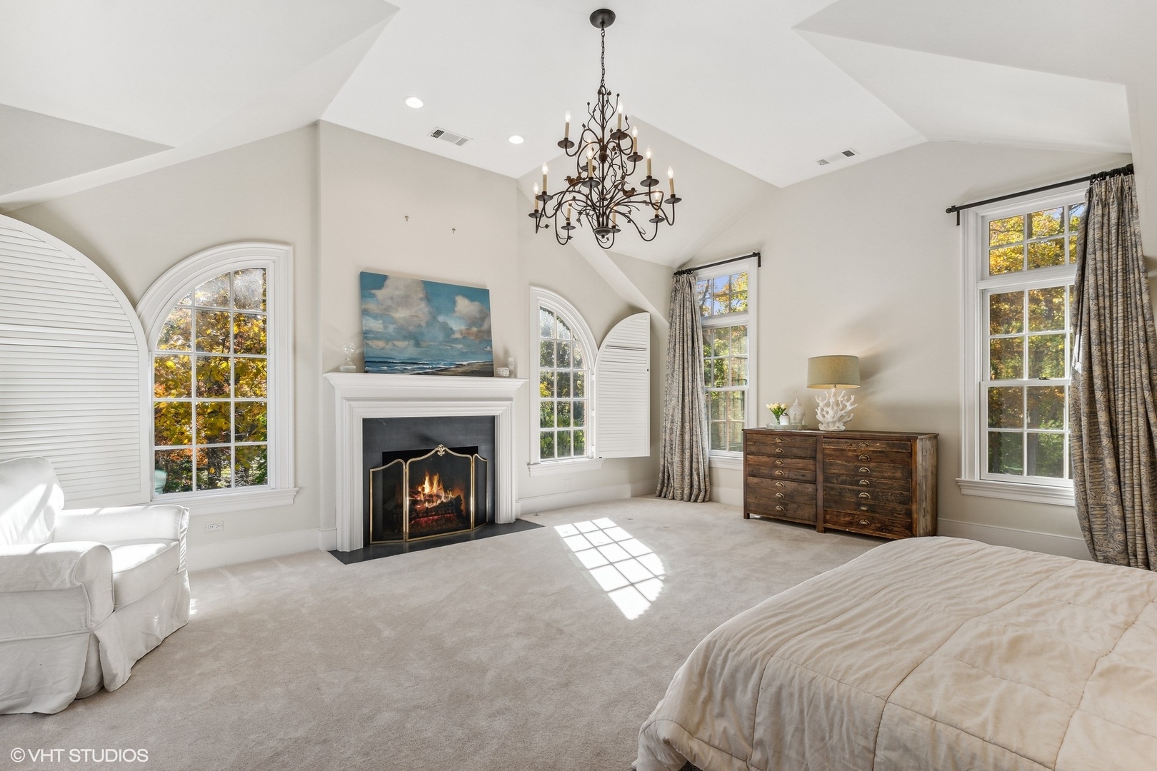 511 Cambridge Lane Lake Bluff, IL 60044 - Photo 30 of 58 a bedroom with furniture fireplace and window