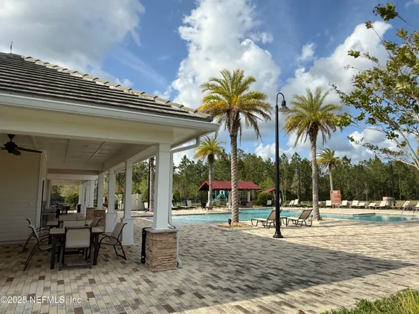 a view of outdoor space with seating area