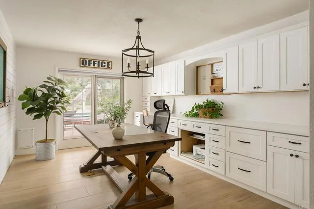 a view of a workspace with furniture
