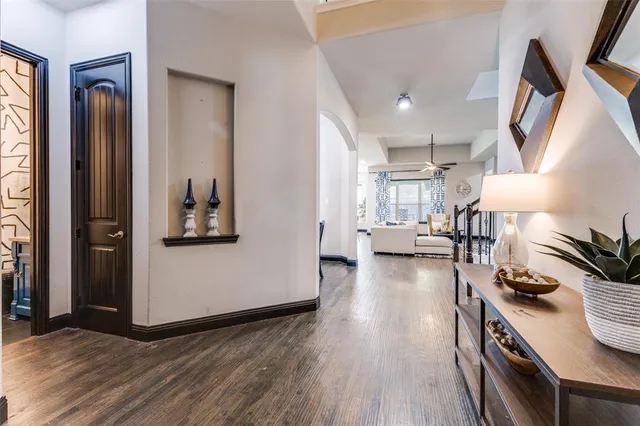 a view of a living room and dining room