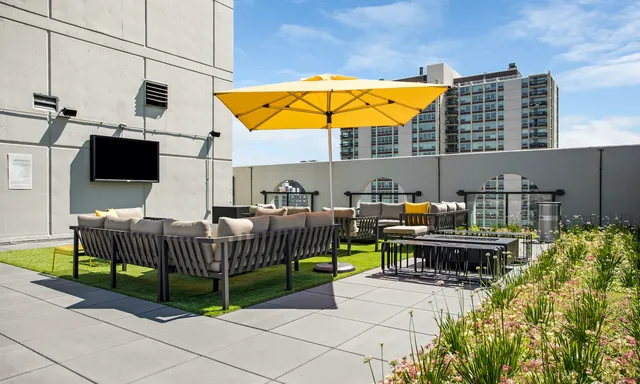 a view of a lounge chairs in the patio