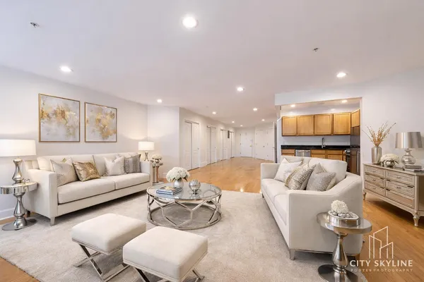 a living room with furniture and a couch