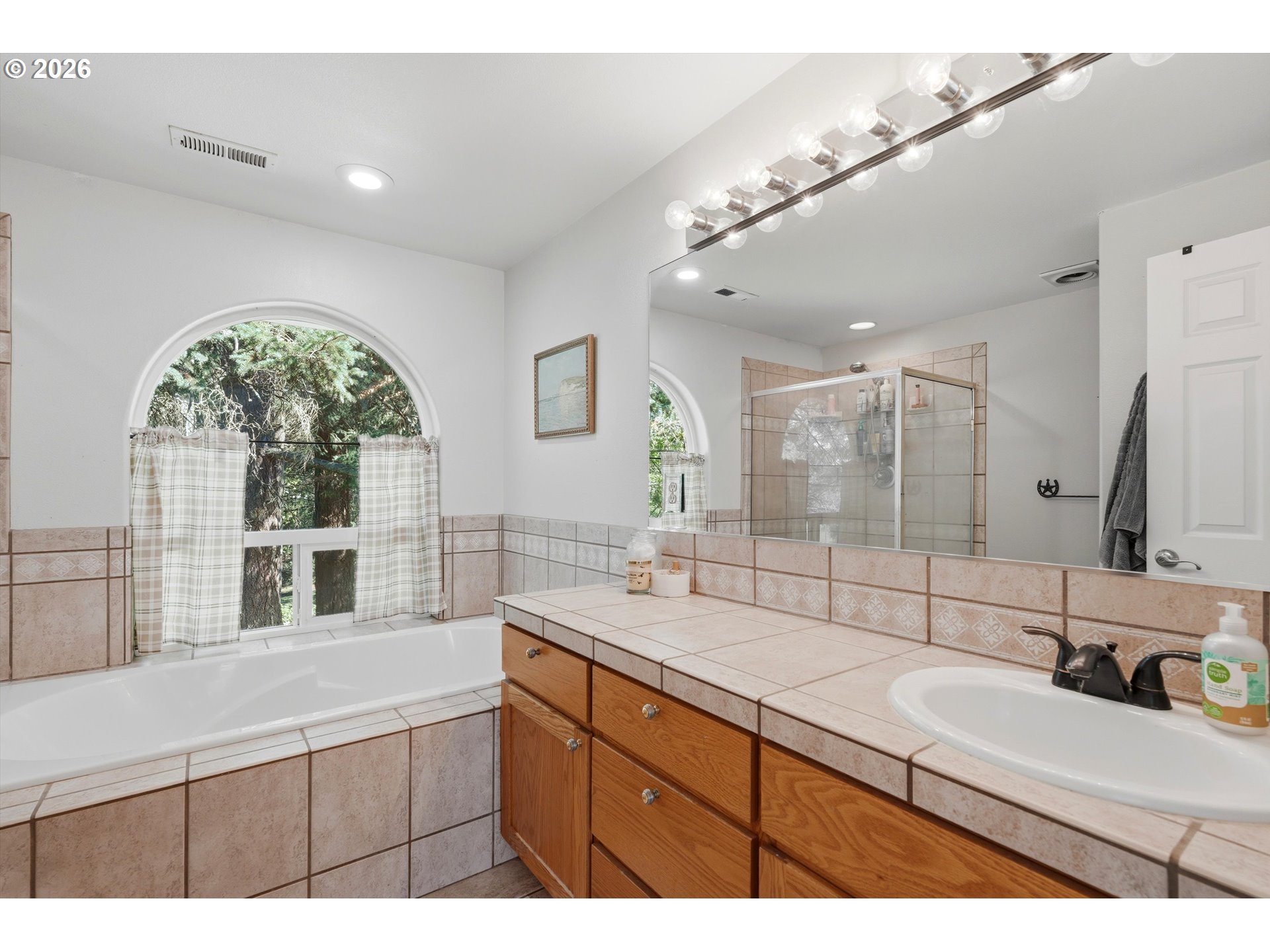 23032 Northeast Hagey Road Dundee, OR 97115 - Photo 21 of 42 a bathroom with a granite countertop sink mirror and double