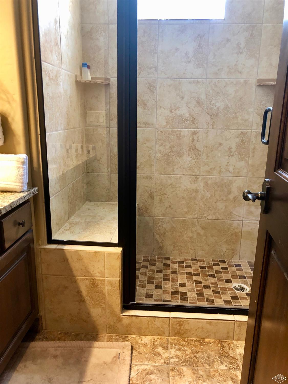 60 County Road, Unit 60A Silverthorne, CO 80497 - Photo 15 of 21 a bathroom with a glass shower door