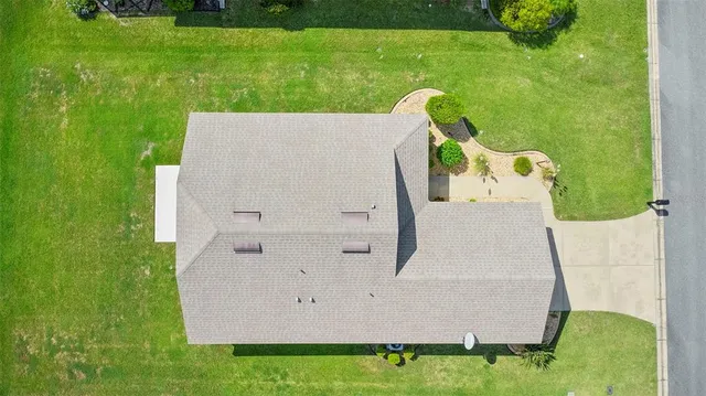 a view of a garden with an outdoor space