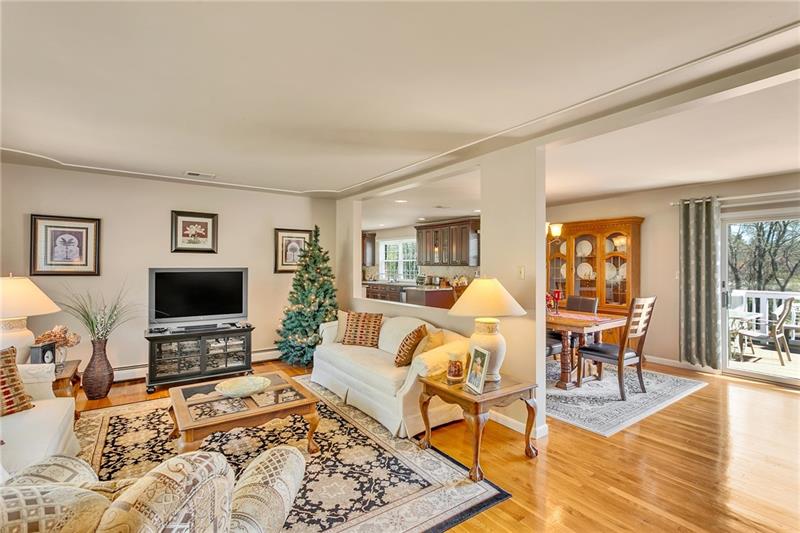154 Bryson Road Gibsonia, PA 15044 - Photo 3 of 41 a living room with furniture and a flat screen tv with wooden floor