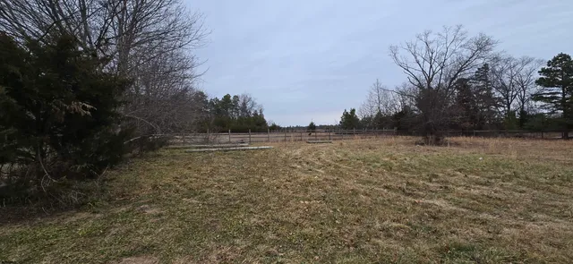 a view of a field with trees