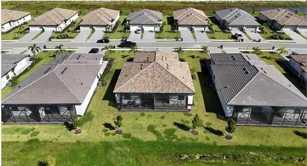 an aerial view of a house