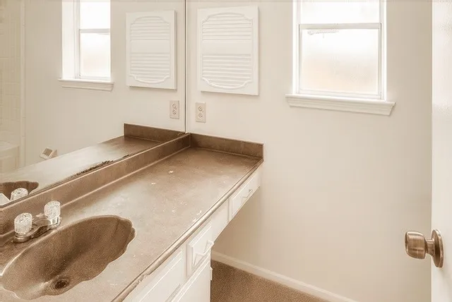 a bathroom with a sink and a bathtub