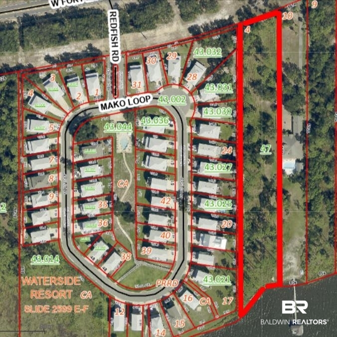 613 West Fort Morgan Road Gulf Shores, AL 36542 - Photo 1 of 1 Map / location featuring property boundaries highlighted