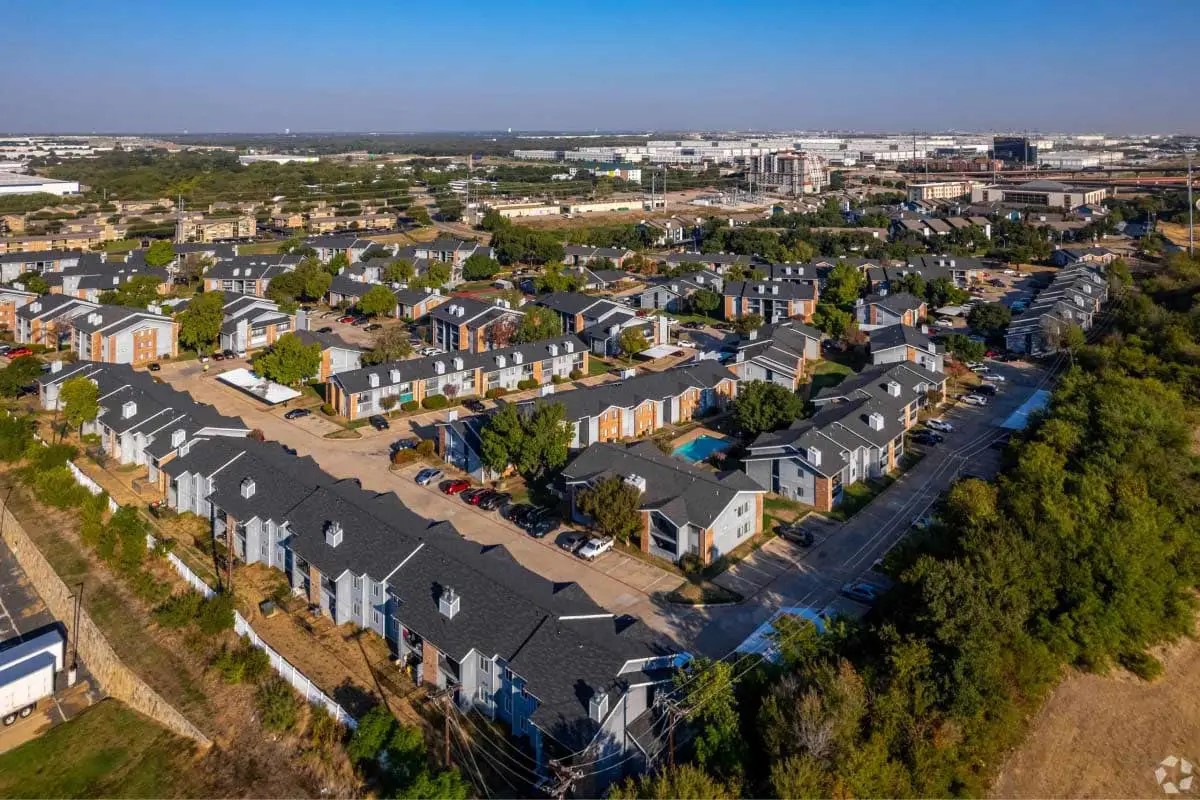 4600 West Pioneer Drive, Unit 302 Irving, TX 75061 - Photo 32 of 48 an aerial view of a city with lots of residential buildings