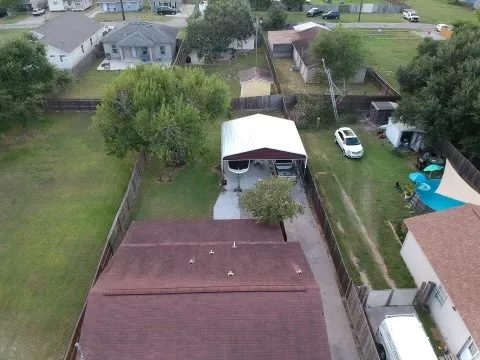 an aerial view of a house