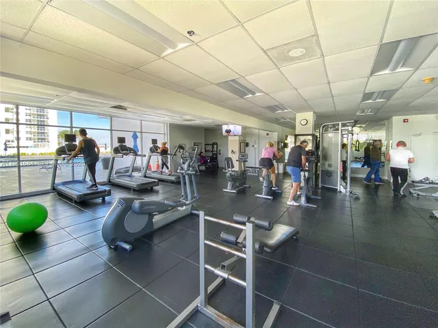 a view of a room with gym equipment