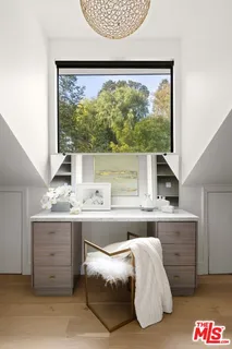 a living room with a large window