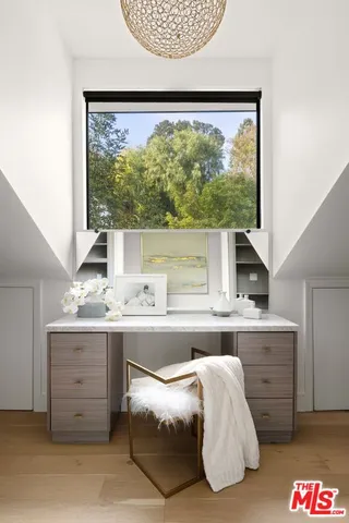 a living room with a large window