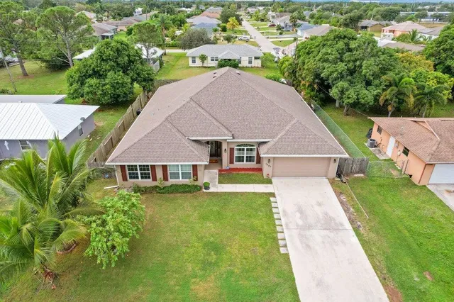 an aerial view of a house