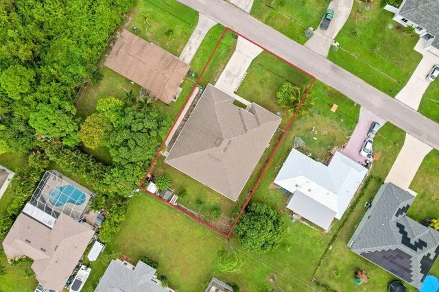 an aerial view of a house