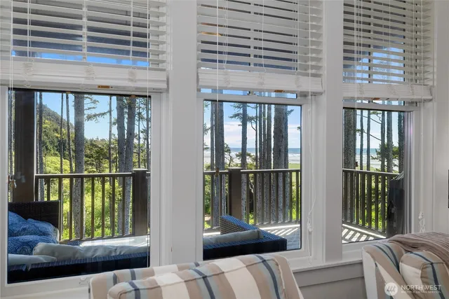 a view of a porch with furniture