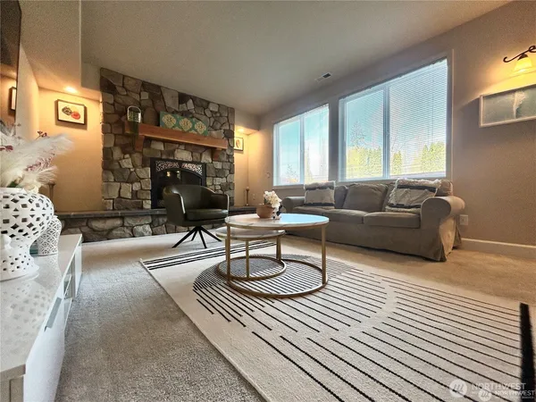 a living room with furniture