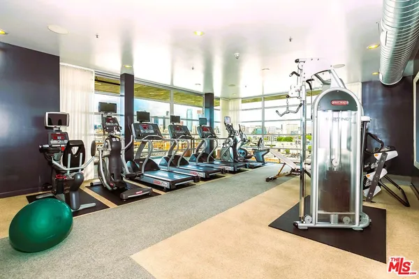 a view of a room with gym equipment