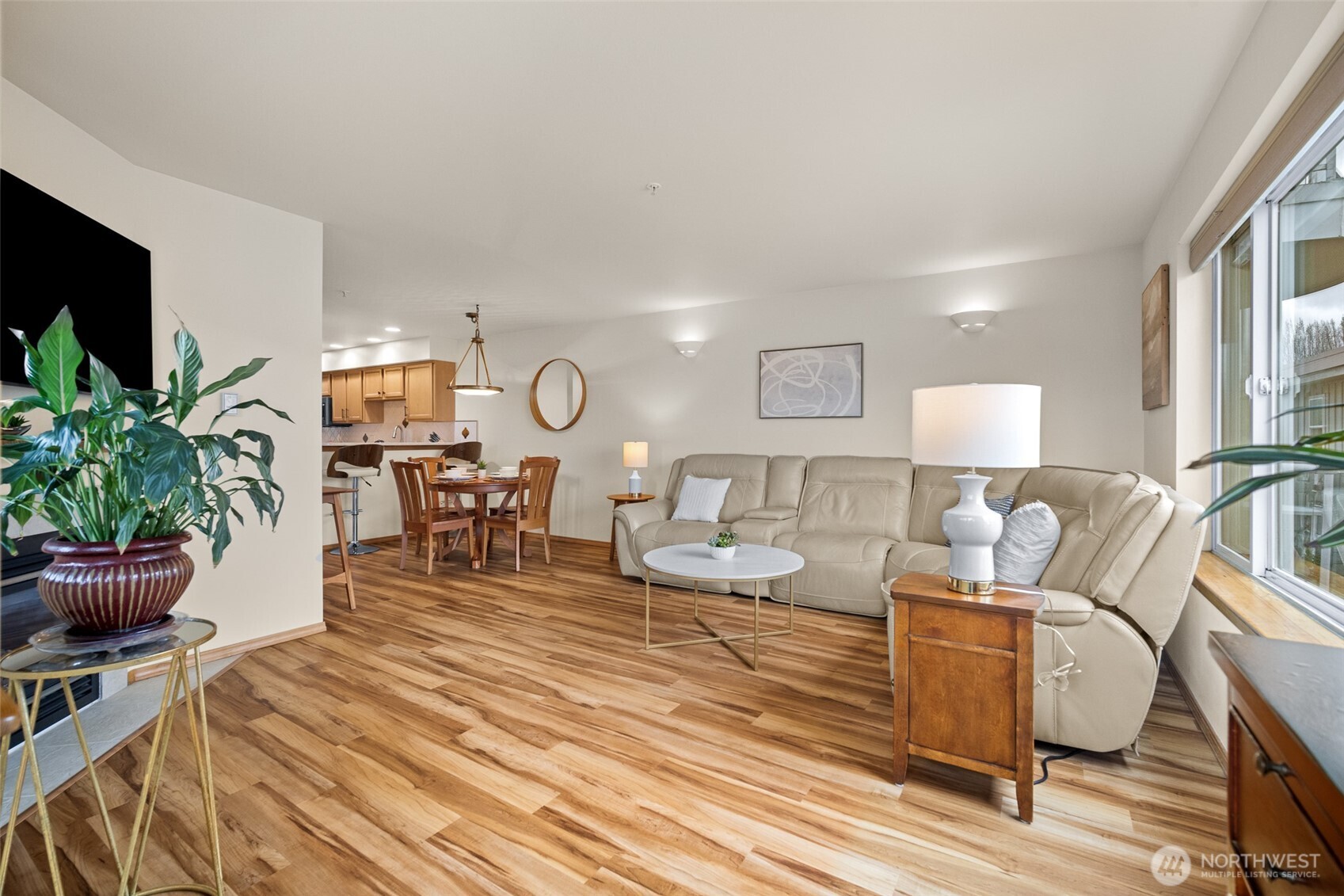 1011 Bancroft Street, Unit 204 Bellingham, WA 98225 - Photo 11 of 32 a living room with furniture a potted plant and a flat screen tv