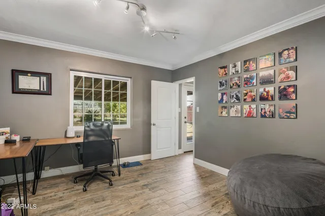 a workspace with furniture and a workspace