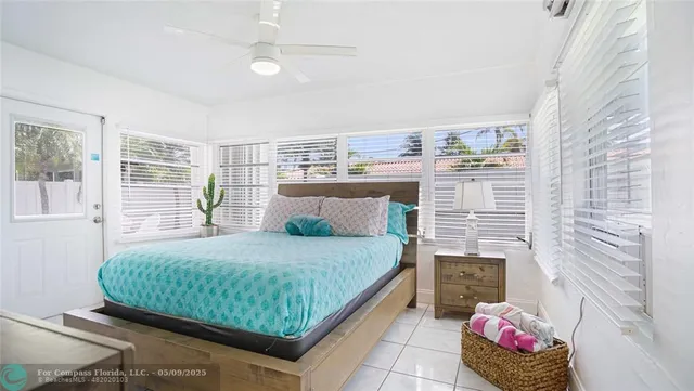 a view of an outside dining space with furniture