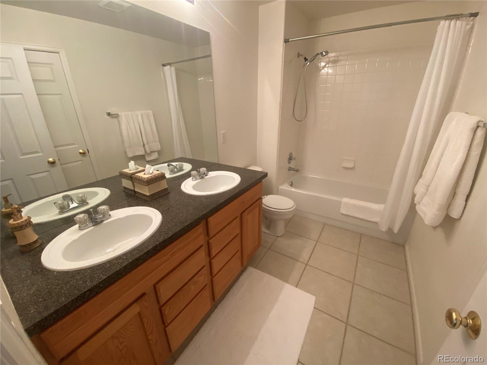 7100 Cerney Circle Castle Pines, CO 80108 - Photo 19 of 22 a bathroom with a sink double vanity and a mirror