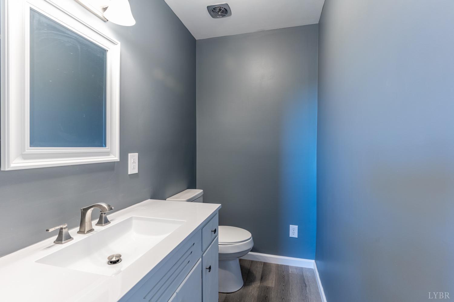 5461 Red House Road Rustburg, VA 24588 - Photo 19 of 47 a bathroom with a toilet a sink and mirror
