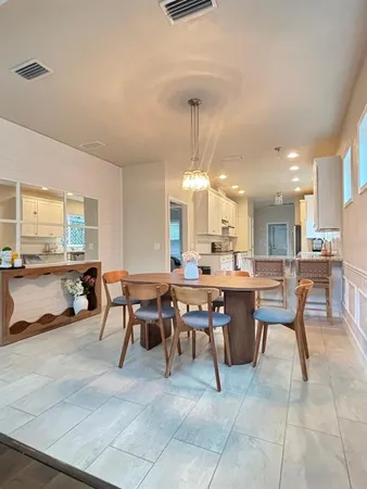 a view of a dining area with furniture