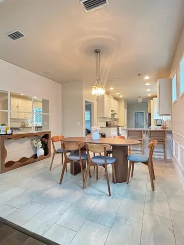 a view of a dining area with furniture