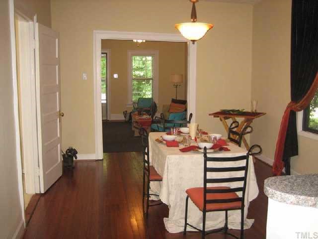 514 Sasser Street Raleigh, NC 27604 - Photo 7 of 12 Great view from the kitchen, showing how well this home flows, open and entertainment friendly. Oh a set of french doors would be so pretty from the living room into the dining room!