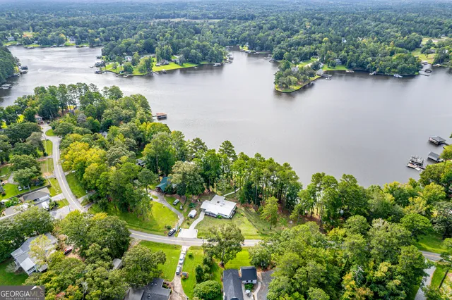 a big yard with large trees