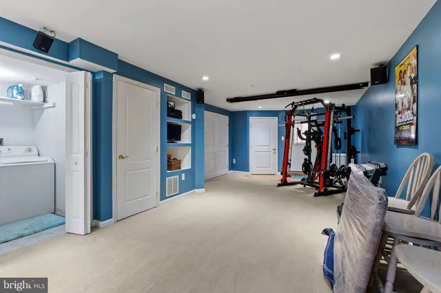 a view of a room with gym equipment