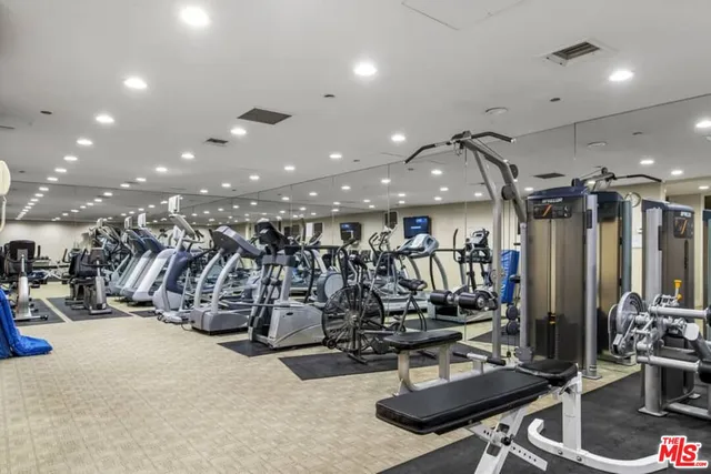 a view of a room with gym equipment
