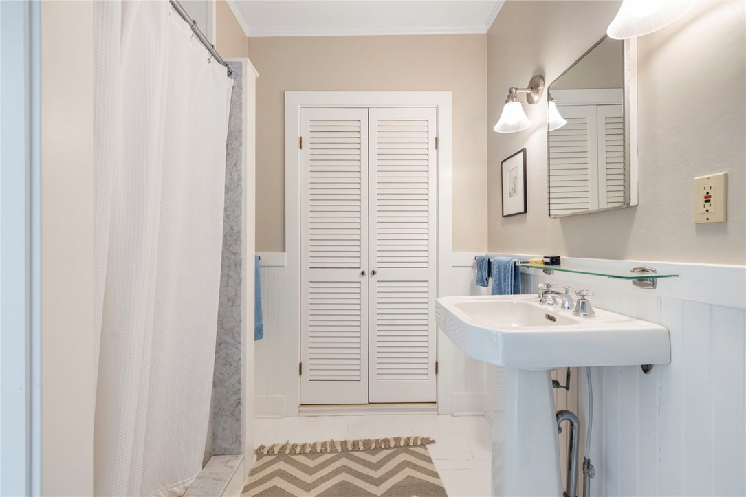 41 Walcott Avenue Jamestown, RI 02835 - Photo 39 of 50 Full bath has plenty of additional closet and storage space is 8'2" x 10'9".