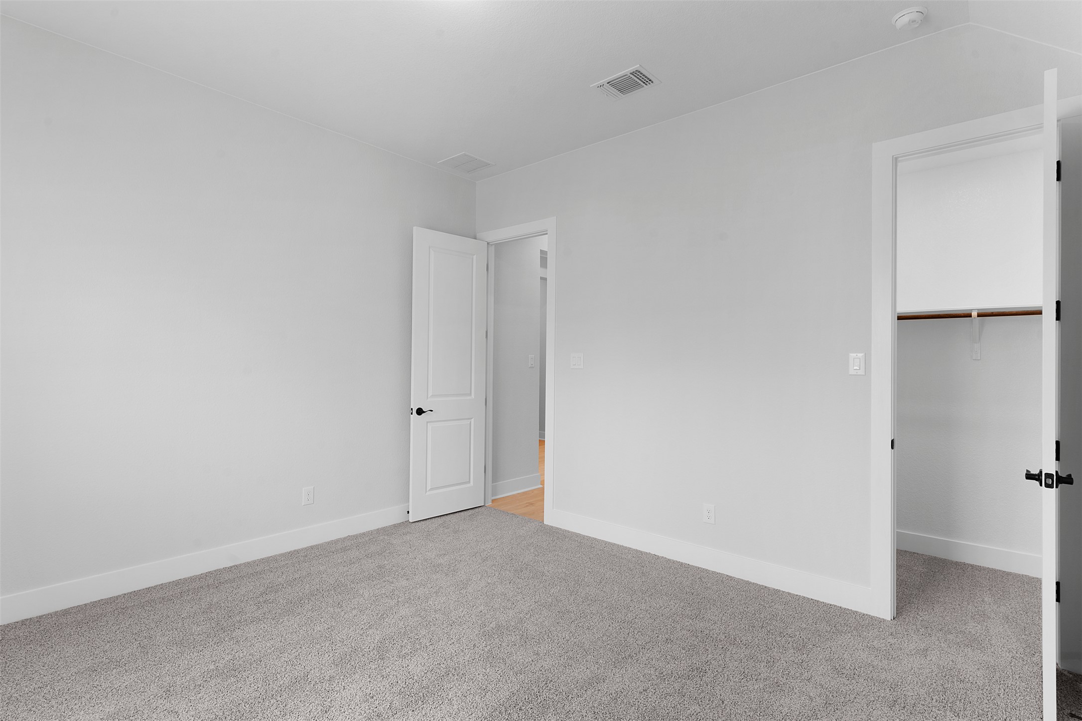 17308 Hope Bergman Road Pflugerville, TX 78660 - Photo 8 of 39 Unfurnished bedroom with a walk in closet and light carpet
