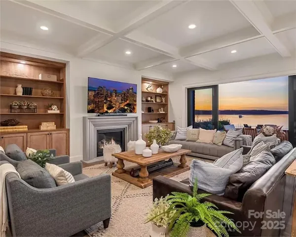 a view of a lake with a mountain