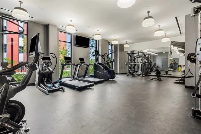 a view of a room with gym equipment