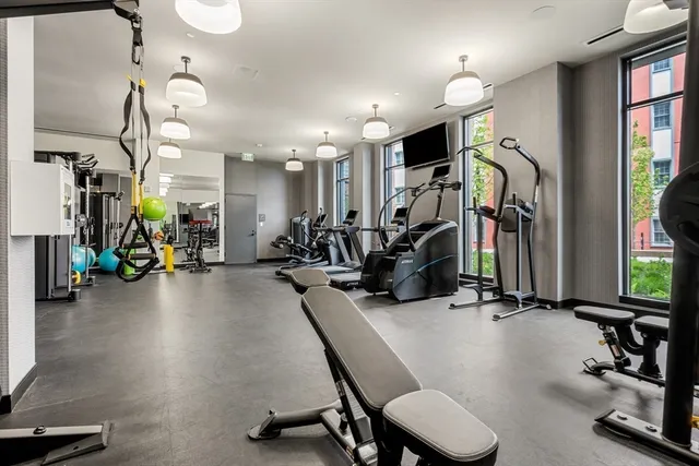 a view of a room with gym equipment
